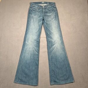 7 For All Mankind Dojo Flare Leg Jeans Womens Size 24 Blue Low Rise Medium Wash
